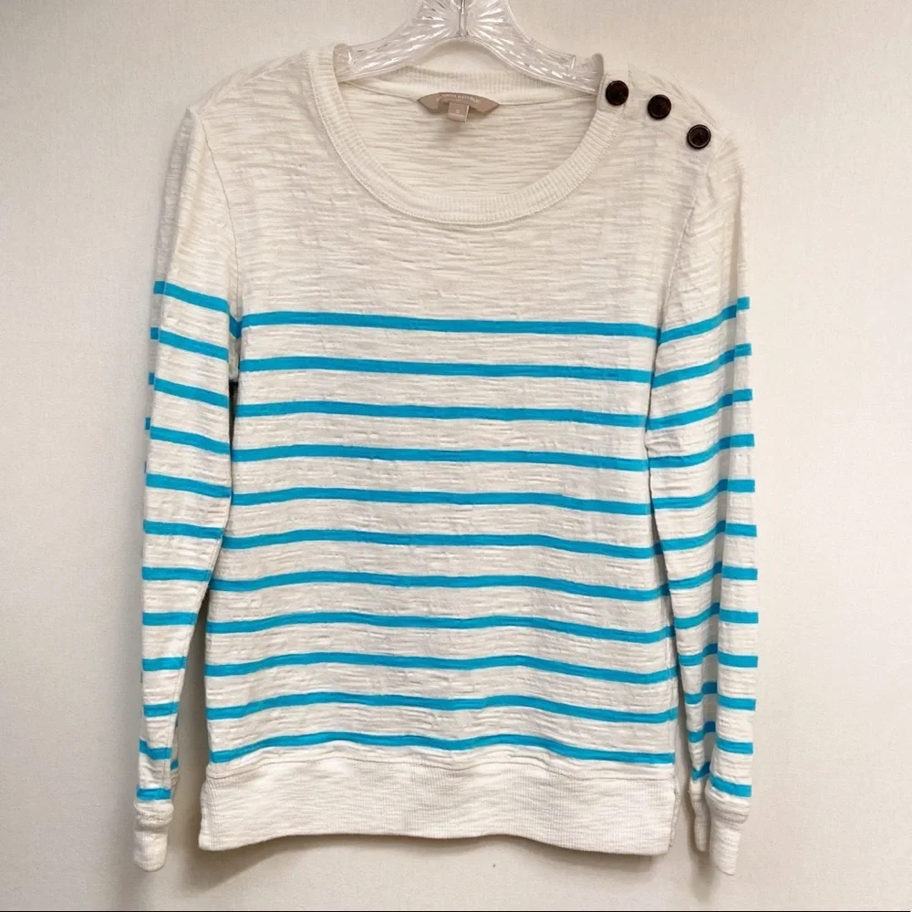 Banana Republic Factory Top Womens Sz Small Lightweight Cotton Stripe Nautical - Picture 1 of 8